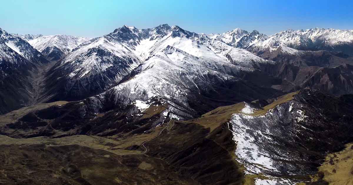 Arkhon pass. Aerial panorama.